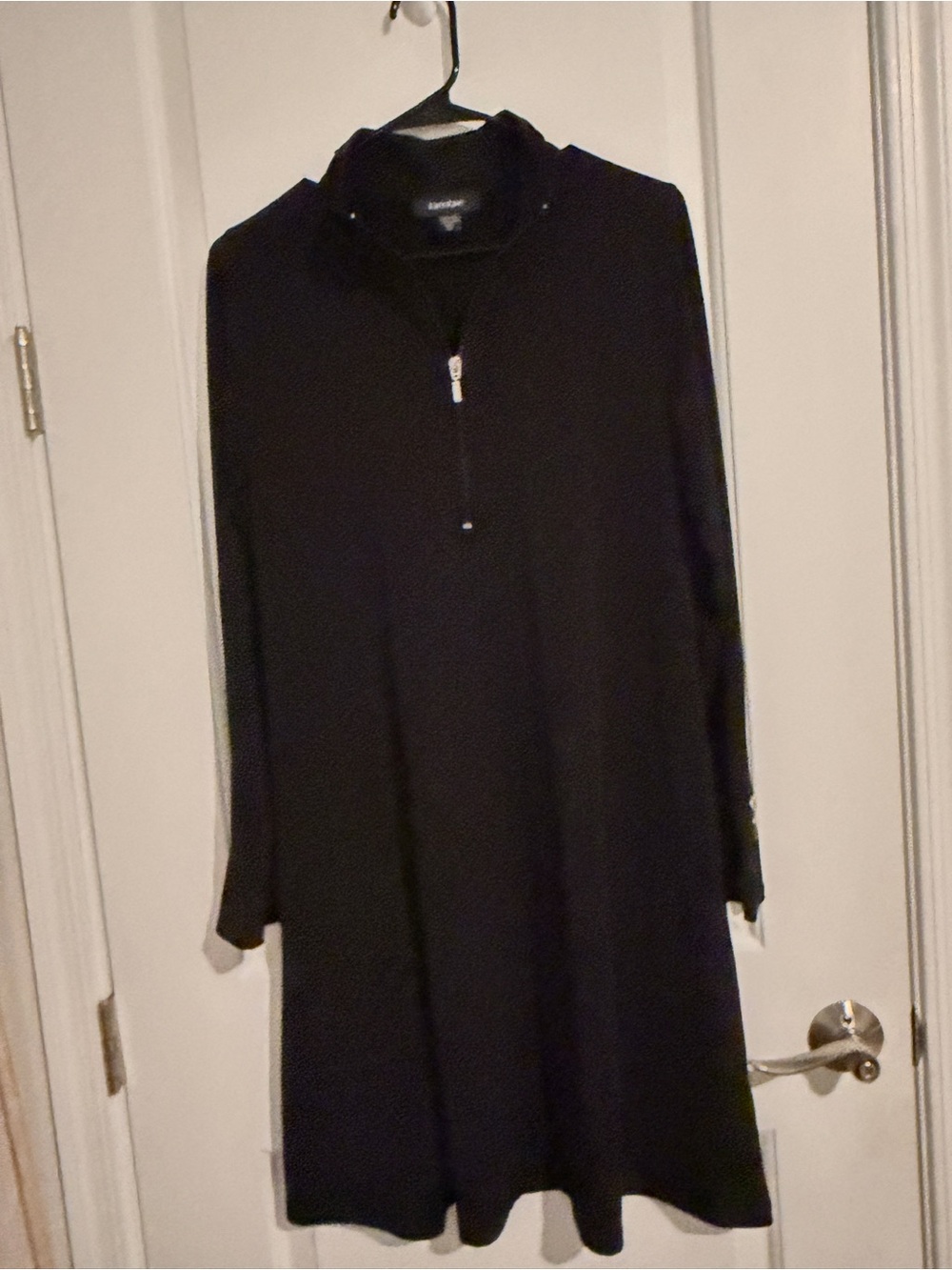 Karen Kane Black Long Sleeve Zip Dress Medium Made in USA